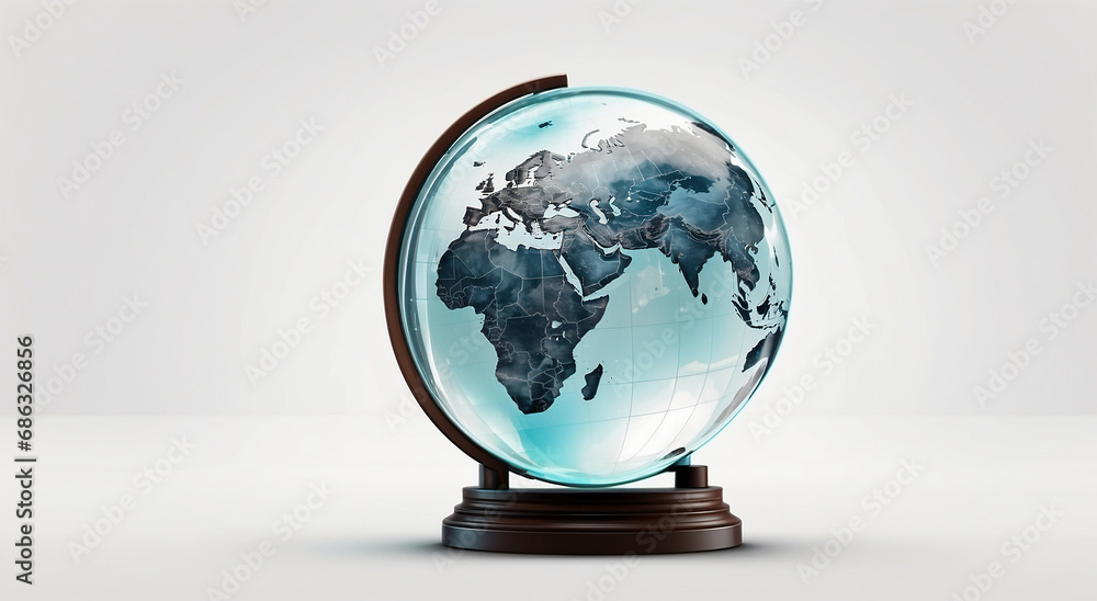 Poster a crystal globe in an isolated white background - ai generative