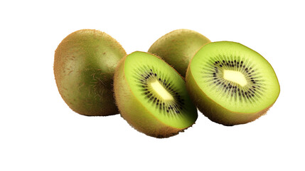 Green kiwi isolated on transparent background, PNG image with background removed, Сreated with Generative Ai technology.