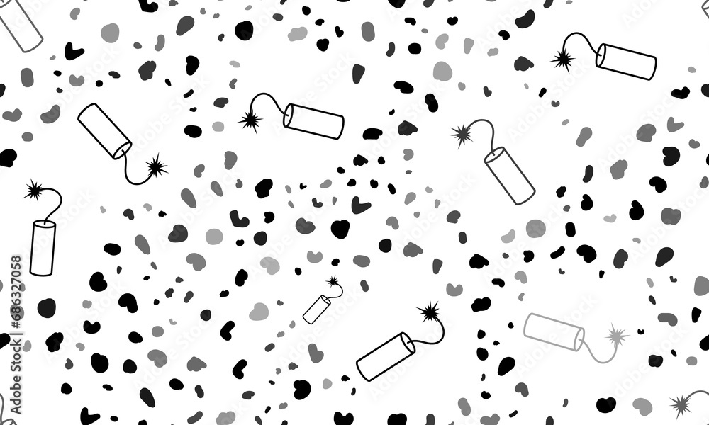 Poster Abstract seamless pattern with dynamite symbols. Creative leopard backdrop. Illustration on transparent background