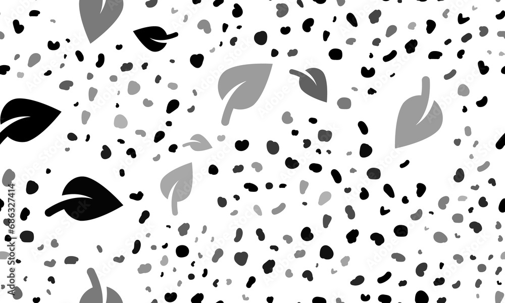 Poster abstract seamless pattern with leaf symbols. creative leopard backdrop. illustration on transparent 