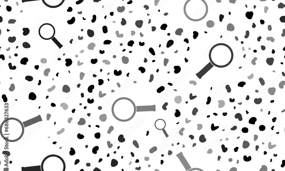 Poster abstract seamless pattern with magnifier symbols. creative leopard backdrop. vector illustration on 