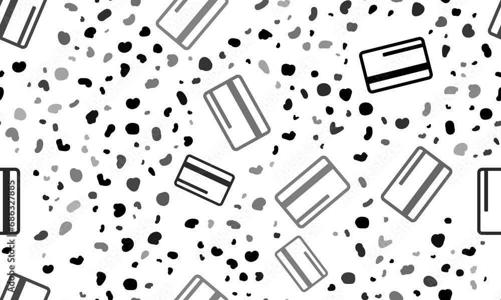 Poster abstract seamless pattern with credit card symbols. creative leopard backdrop. illustration on trans