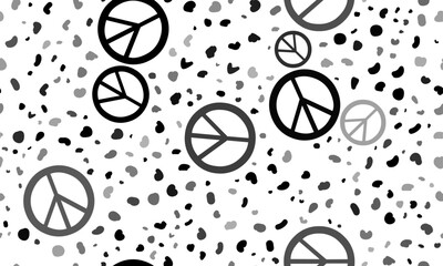 Abstract seamless pattern with peace symbols. Creative leopard backdrop. Vector illustration on white background