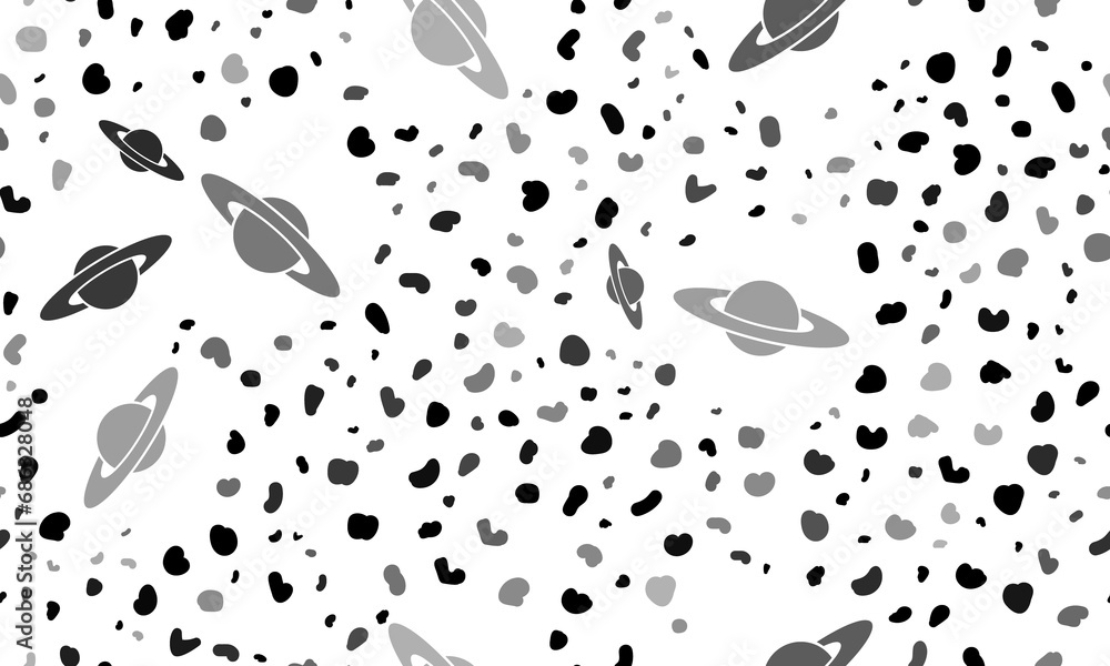 Poster abstract seamless pattern with saturn symbols. creative leopard backdrop. illustration on transparen
