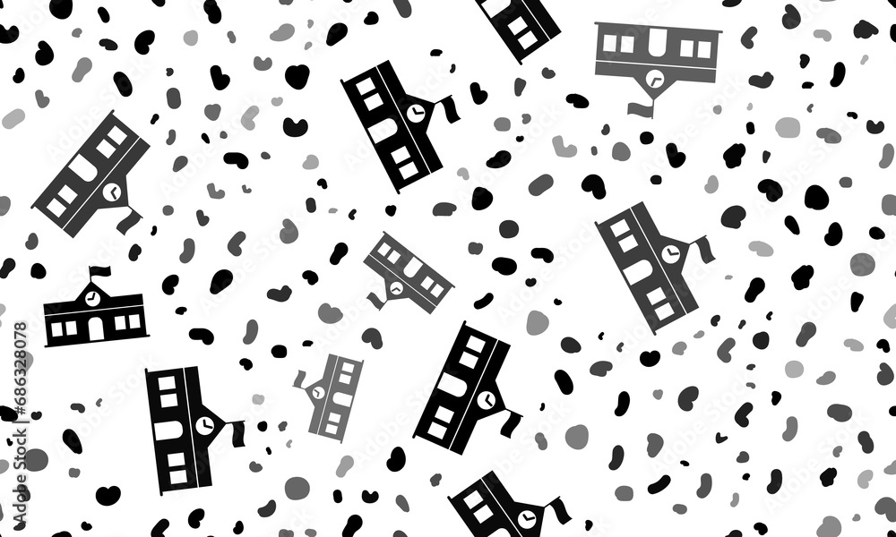 Poster abstract seamless pattern with school building symbols. creative leopard backdrop. illustration on t