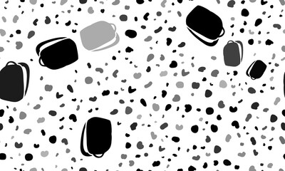 Abstract seamless pattern with school bag symbols. Creative leopard backdrop. Illustration on transparent background