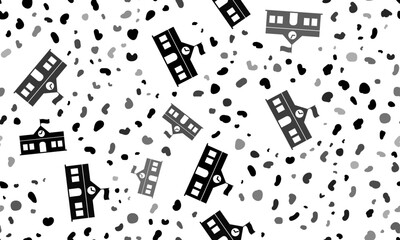 Abstract seamless pattern with school building symbols. Creative leopard backdrop. Vector illustration on white background