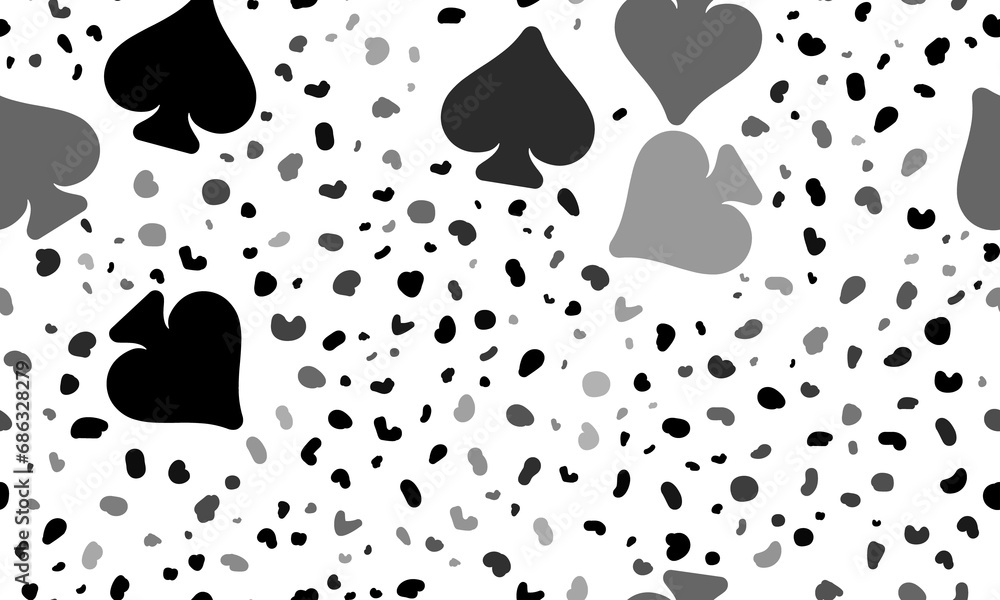 Poster abstract seamless pattern with spades. creative leopard backdrop. illustration on transparent backgr