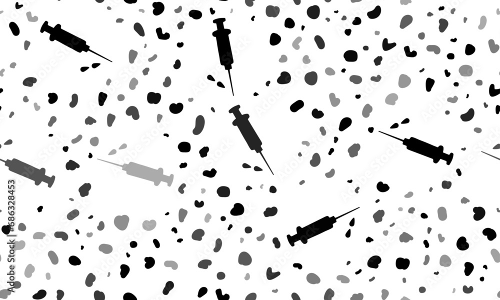 Poster abstract seamless pattern with syringe symbols. creative leopard backdrop. vector illustration on wh