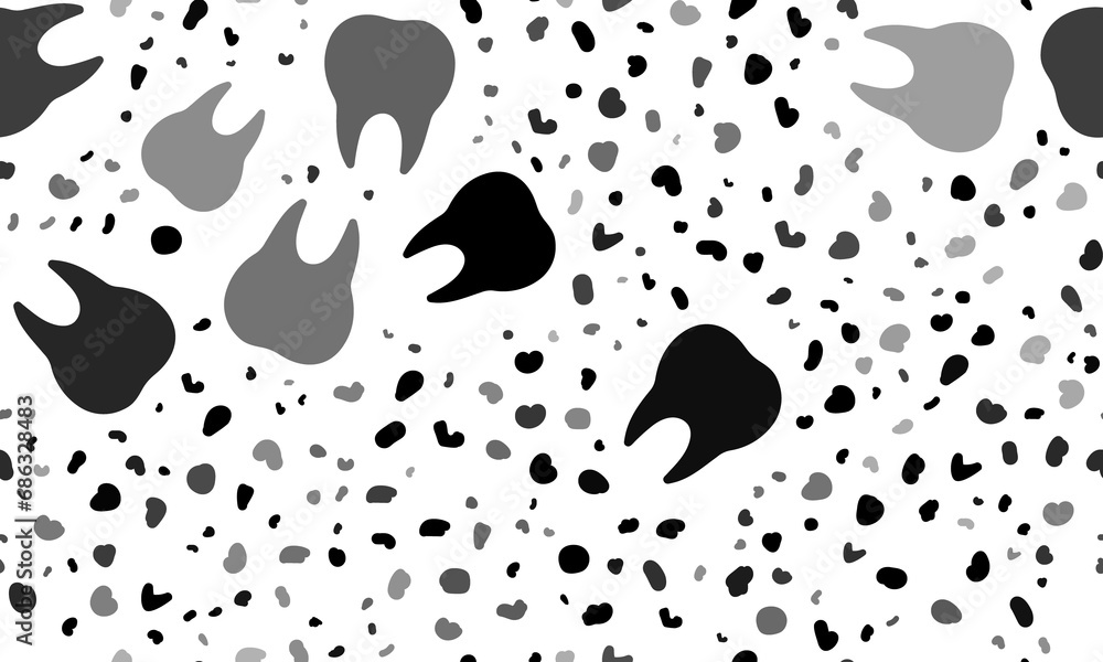 Poster abstract seamless pattern with tooth symbols. creative leopard backdrop. illustration on transparent