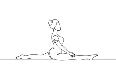 Woman. Stretching. Longitudinal twine. One line