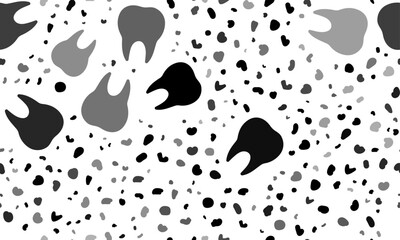 Abstract seamless pattern with tooth symbols. Creative leopard backdrop. Vector illustration on white background
