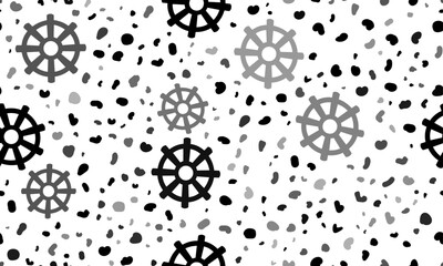 Abstract seamless pattern with wheel symbols. Creative leopard backdrop. Vector illustration on white background