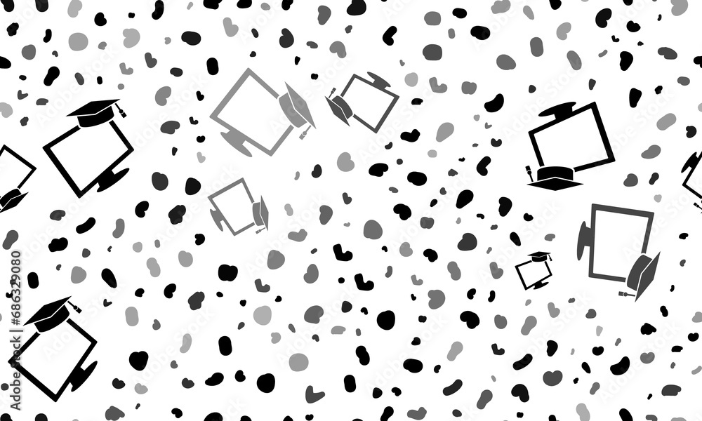 Poster abstract seamless pattern with distance learning symbols. creative leopard backdrop. illustration on