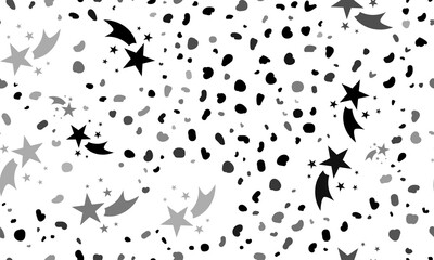 Abstract seamless pattern with fireworks symbols. Creative leopard backdrop. Illustration on transparent background