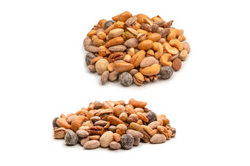 A group of almonds, pistachios, walnuts, macadamia, cashews.