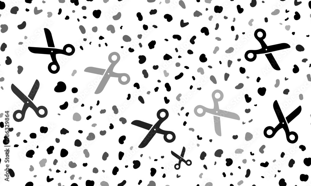 Poster abstract seamless pattern with scissors symbols. creative leopard backdrop. vector illustration on w
