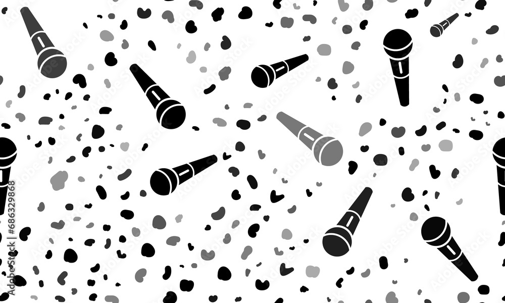 Poster abstract seamless pattern with microphone symbols. creative leopard backdrop. illustration on transp