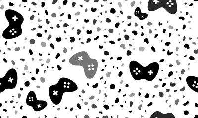 Abstract seamless pattern with joystick symbols. Creative leopard backdrop. Vector illustration on white background