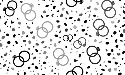 Abstract seamless pattern with wedding rings symbols. Creative leopard backdrop. Illustration on transparent background