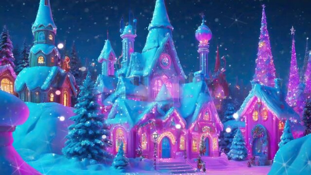 snowy castle on christmas eve