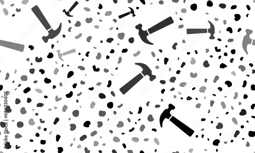 Poster abstract seamless pattern with hammer symbols. creative leopard backdrop. vector illustration on whi