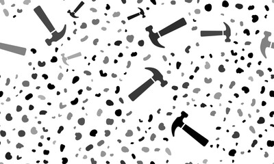 Abstract seamless pattern with hammer symbols. Creative leopard backdrop. Vector illustration on white background