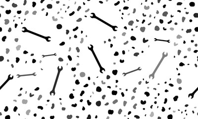 Abstract seamless pattern with wrench symbols. Creative leopard backdrop. Vector illustration on white background