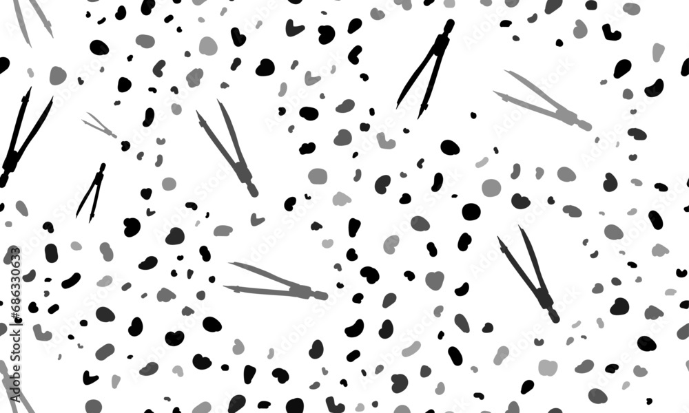 Poster abstract seamless pattern with compass dividers. creative leopard backdrop. vector illustration on w