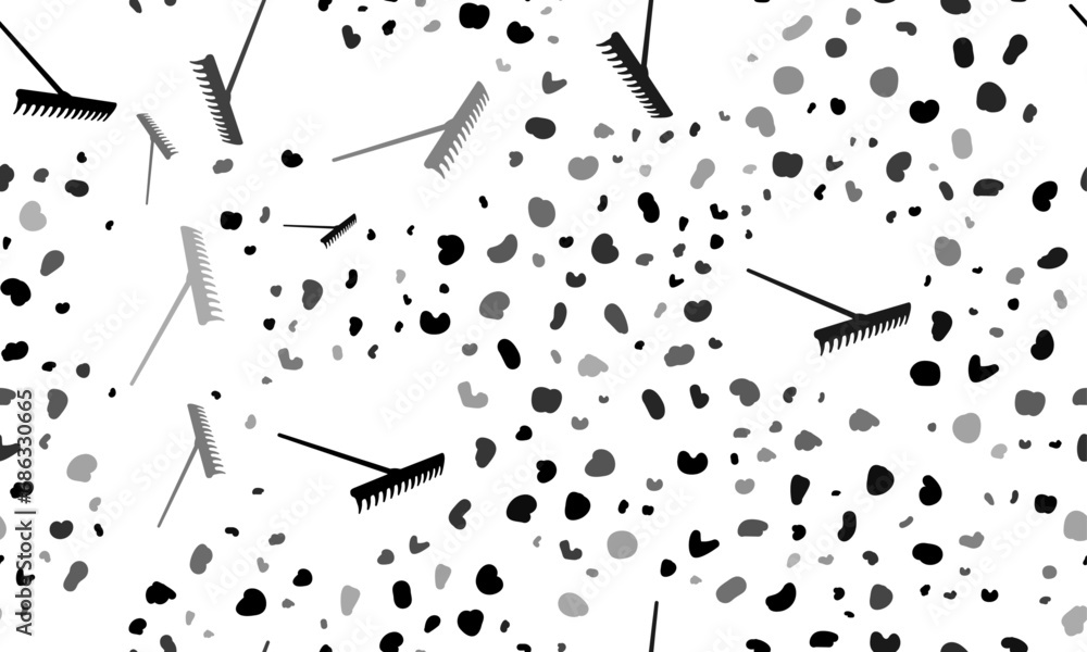 Poster abstract seamless pattern with rake symbols. creative leopard backdrop. vector illustration on white