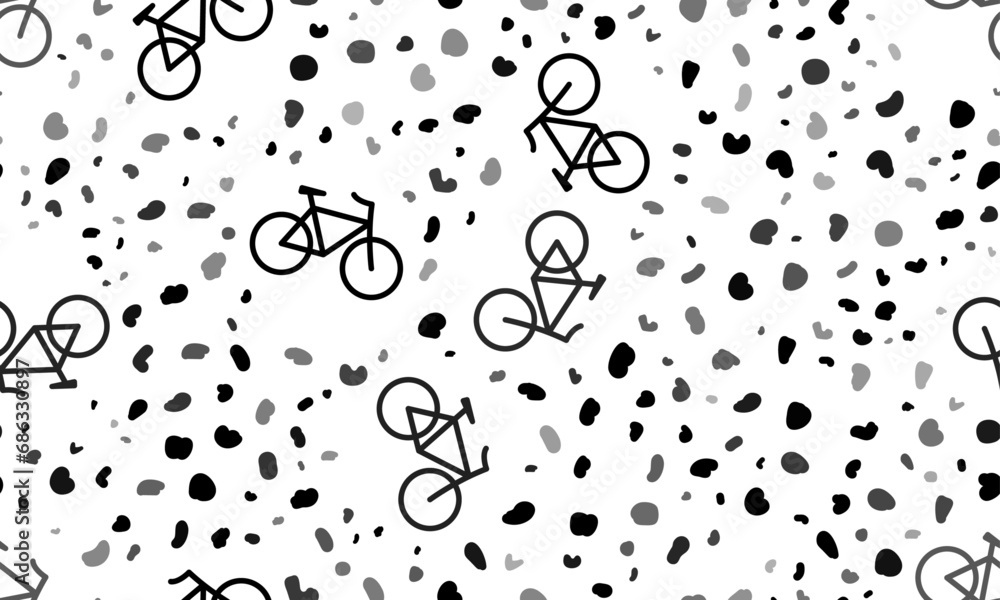 Poster abstract seamless pattern with bicycle symbols. creative leopard backdrop. vector illustration on wh