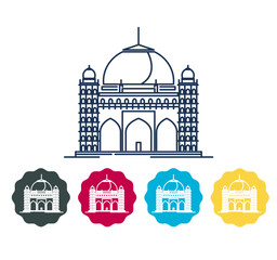 Gol Gumbaz - 17th Century Mausoleum in Bijapur as Stock Illustration © Design Praxis