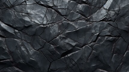 Volumetric rock texture with cracks. Black stone
