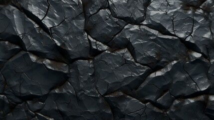 Volumetric rock texture with cracks. Black stone