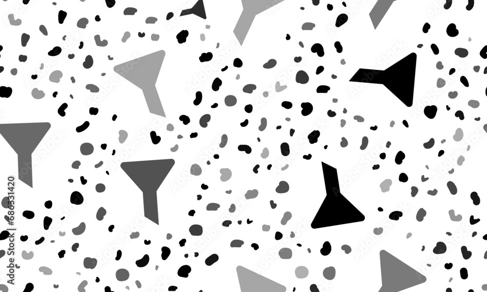 Poster abstract seamless pattern with funnel symbols. creative leopard backdrop. vector illustration on whi