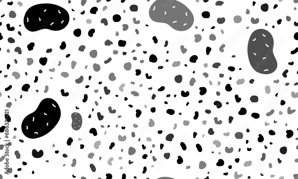 Poster abstract seamless pattern with potatoes symbols. creative leopard backdrop. vector illustration on w