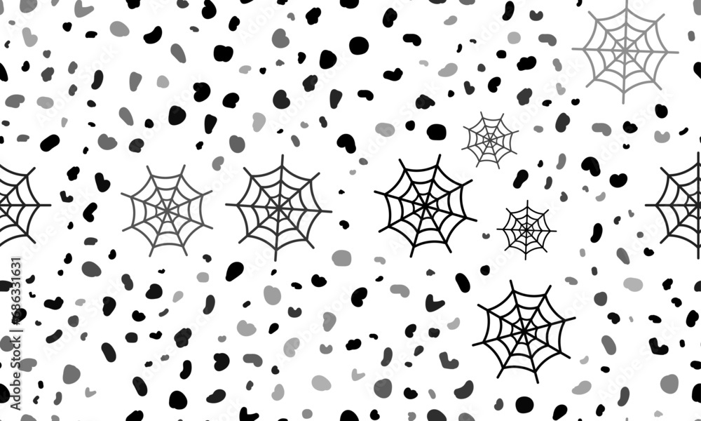 Poster abstract seamless pattern with spider web symbols. creative leopard backdrop. vector illustration on