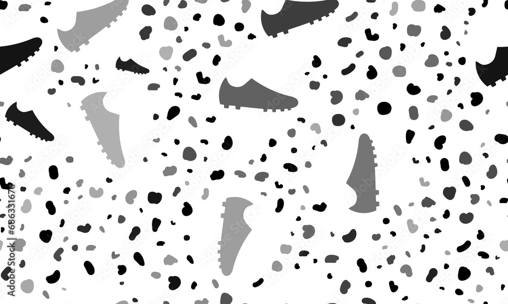 Poster abstract seamless pattern with football boot symbols. creative leopard backdrop. illustration on tra