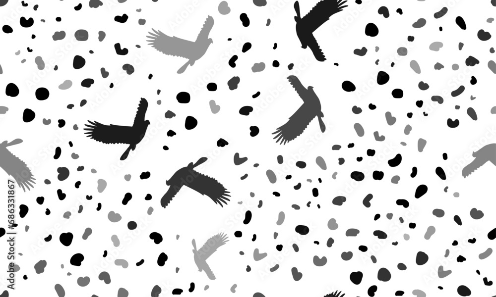 Poster abstract seamless pattern with eagle symbols. creative leopard backdrop. vector illustration on whit