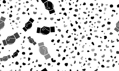 Abstract seamless pattern with handshake symbols. Creative leopard backdrop. Vector illustration on white background