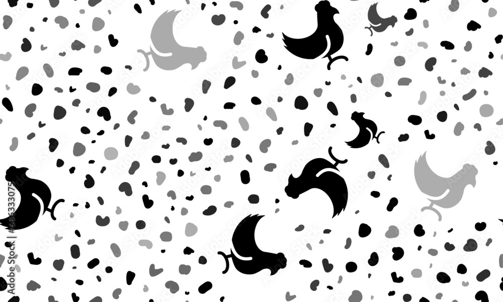 Poster Abstract seamless pattern with chicken symbols. Creative leopard backdrop. Vector illustration on white background