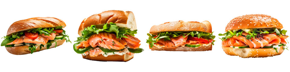 Red fish sandwich, on white background