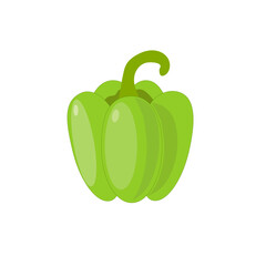 Green bell pepper isolated on white background, paprika