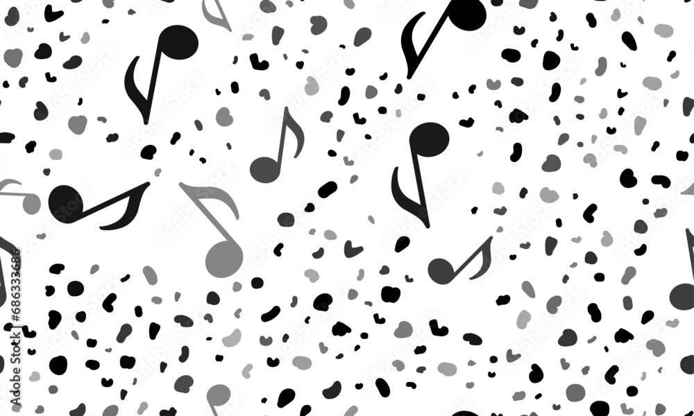 Poster abstract seamless pattern with musical note symbols. creative leopard backdrop. vector illustration 