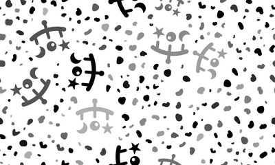 Abstract seamless pattern with baby mobiles. Creative leopard backdrop. Illustration on transparent background