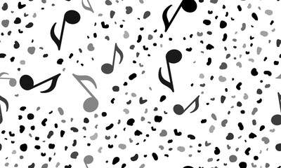 Abstract seamless pattern with musical note symbols. Creative leopard backdrop. Illustration on transparent background