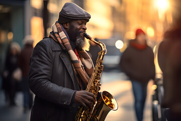 Fototapeta premium person playing saxophone