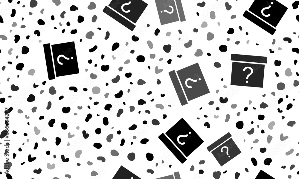 Poster abstract seamless pattern with gift box with a question symbols. creative leopard backdrop. vector i