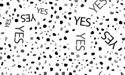 Abstract seamless pattern with yes symbols. Creative leopard backdrop. Vector illustration on white background