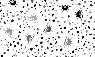 Abstract seamless pattern with sunrise at sea symbols. Creative leopard backdrop. Vector illustration on white background